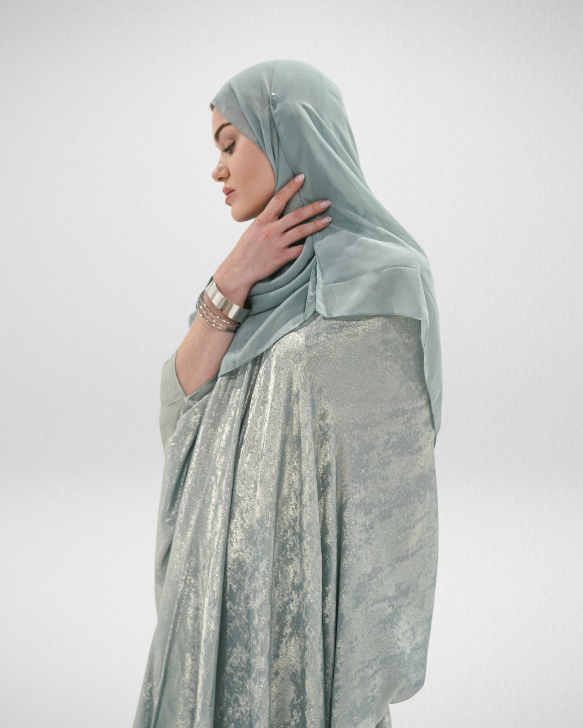 Shimmer Bisht Abaya - Sage