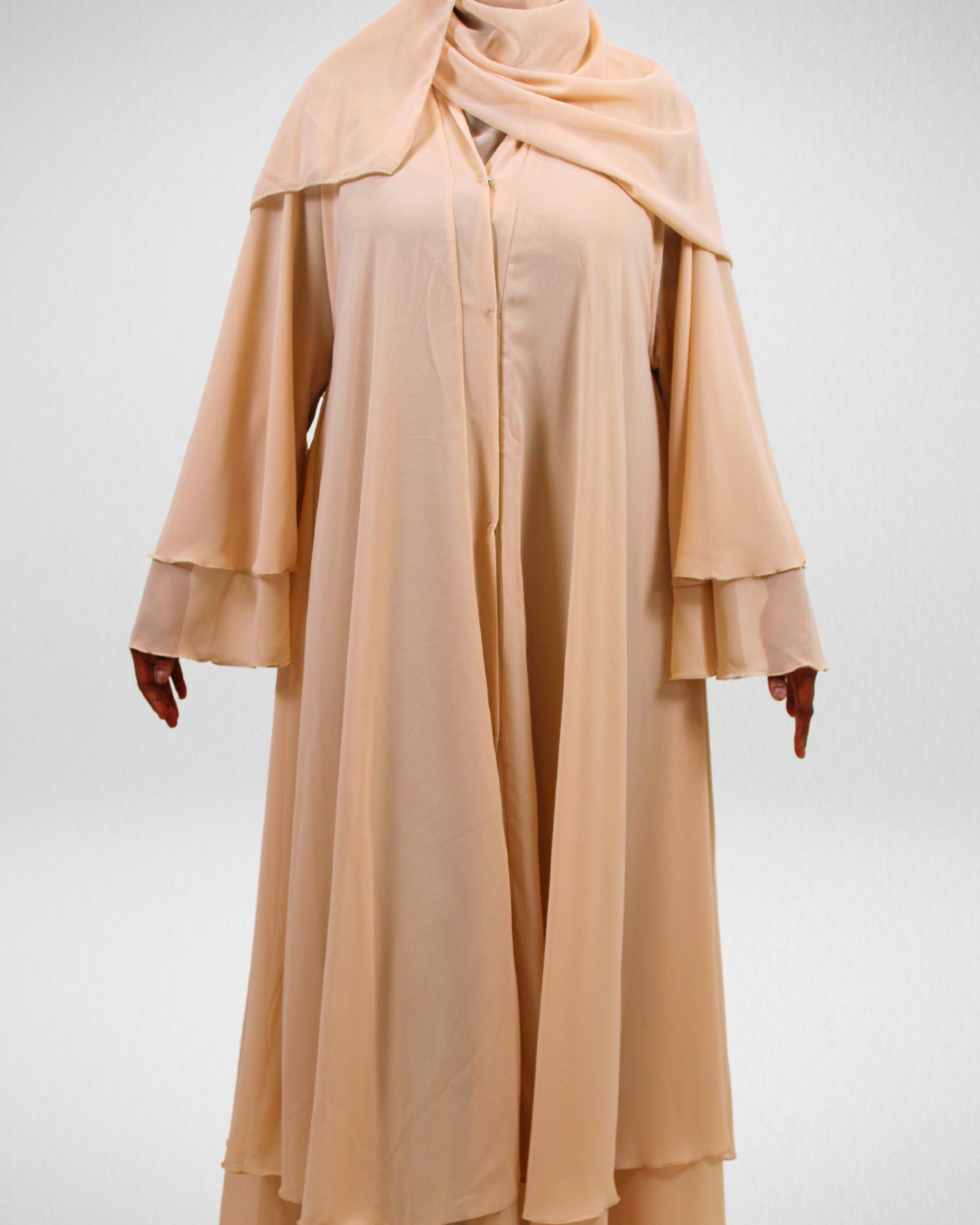 2-Layered Chiffon Abaya - Blush