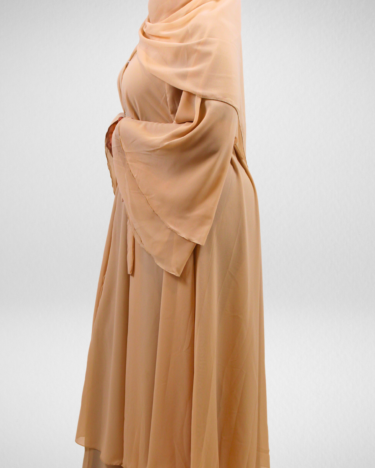 2-Layered Chiffon Abaya - Blush