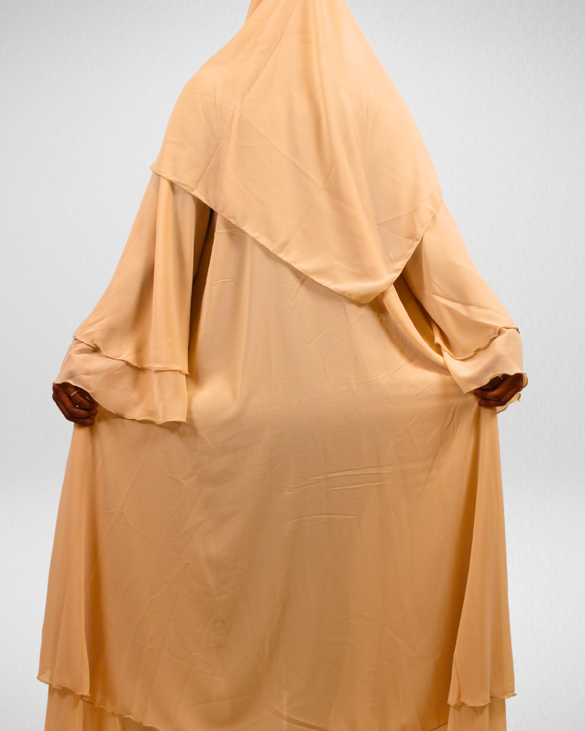 2-Layered Chiffon Abaya - Blush
