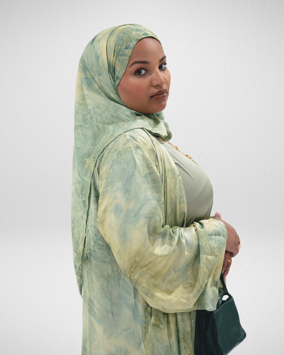 2-Tone Marble Abaya - Buttercup