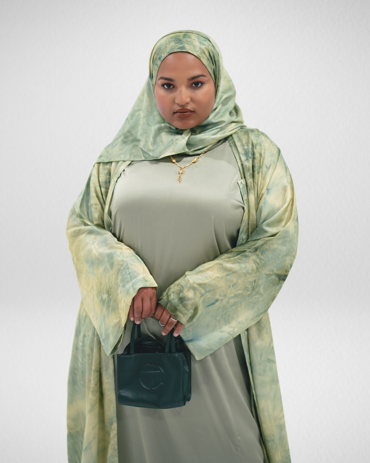 2-Tone Marble Abaya - Buttercup