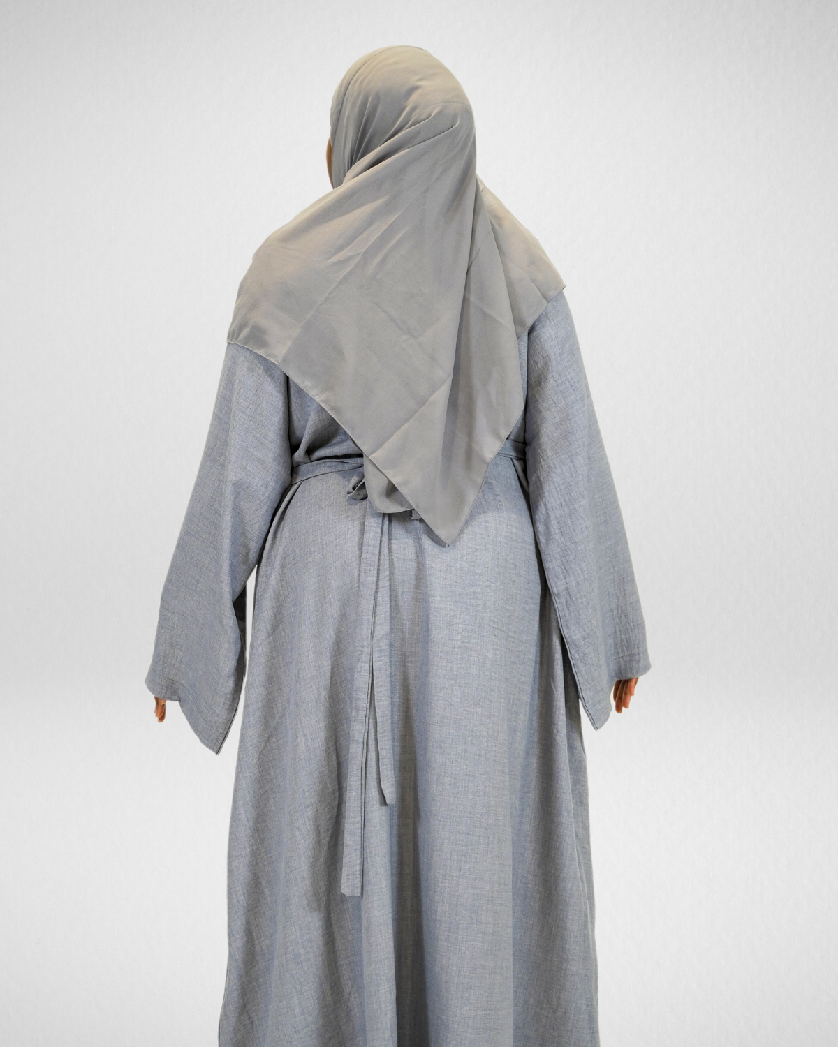 Closed Linen Abaya - Blue Gray