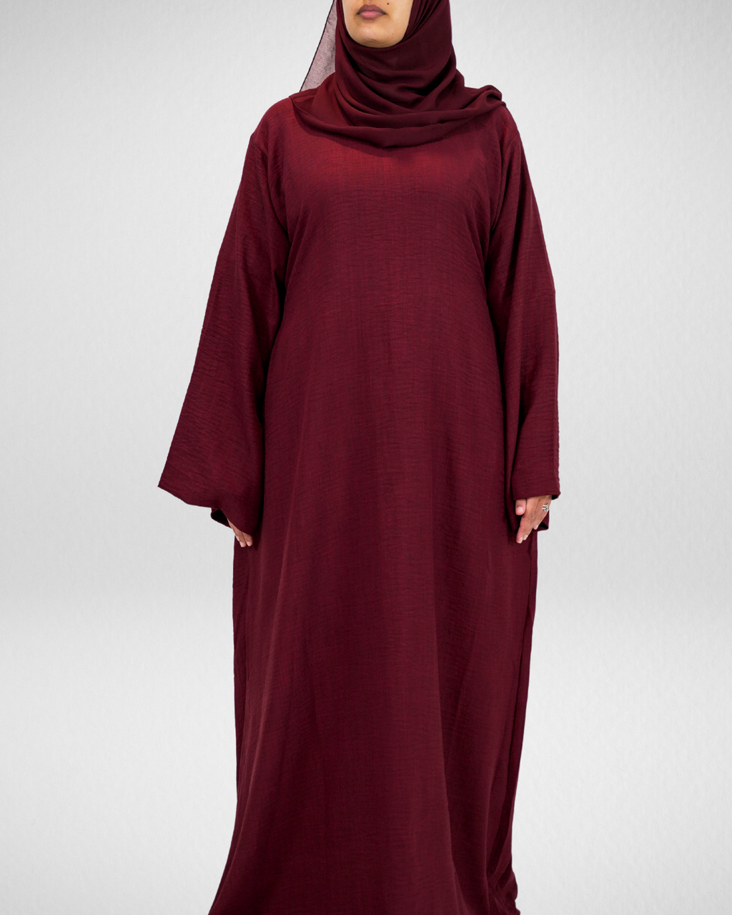 burgundy hijab dress Closed Linen Abaya