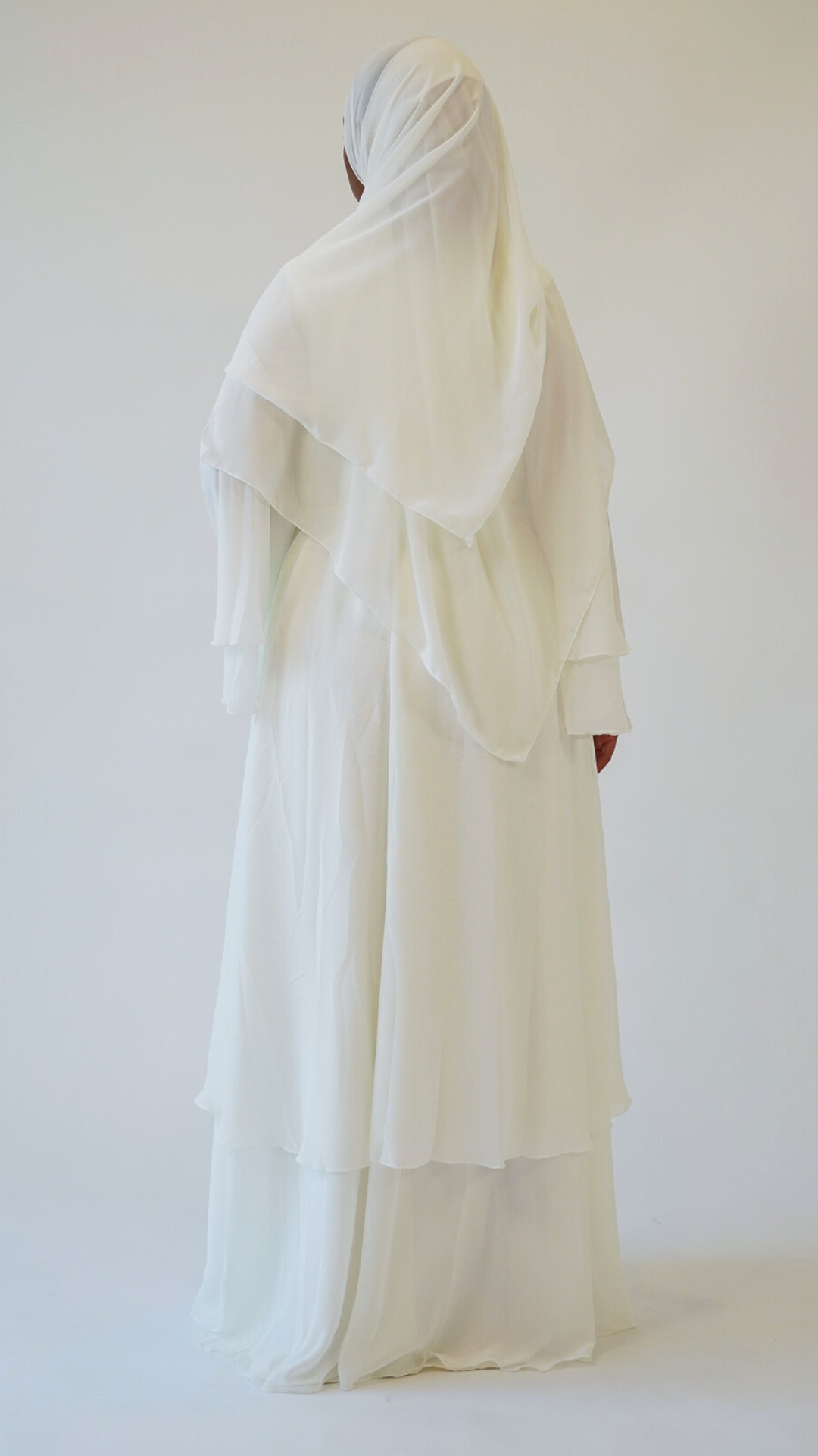 2-Layered Chiffon Abaya - Pearl