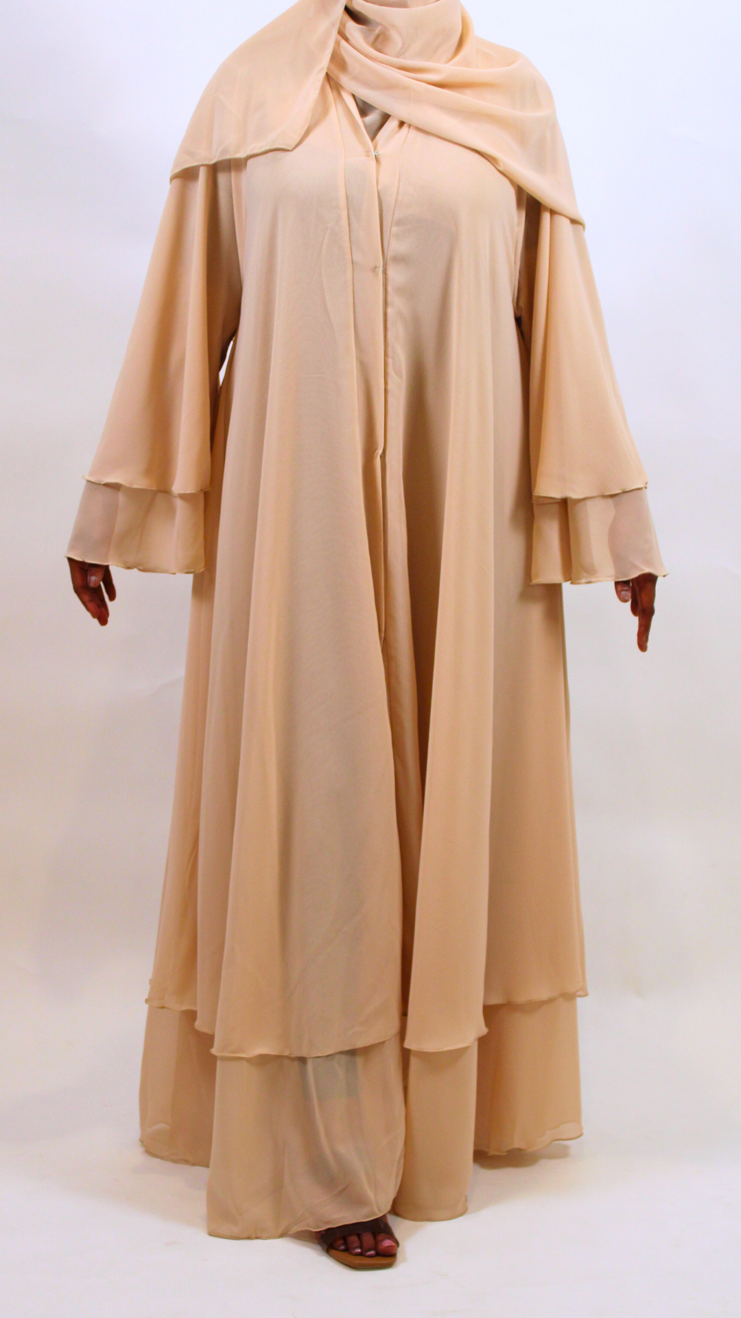 2-Layered Chiffon Abaya - Blush