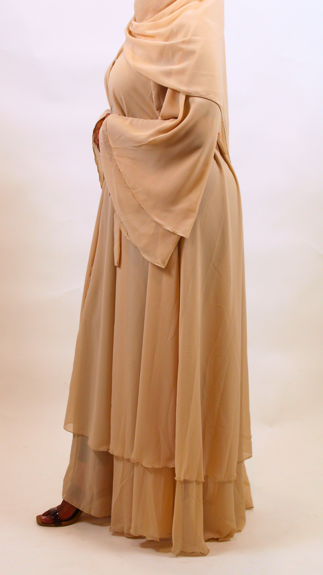 2-Layered Chiffon Abaya - Blush