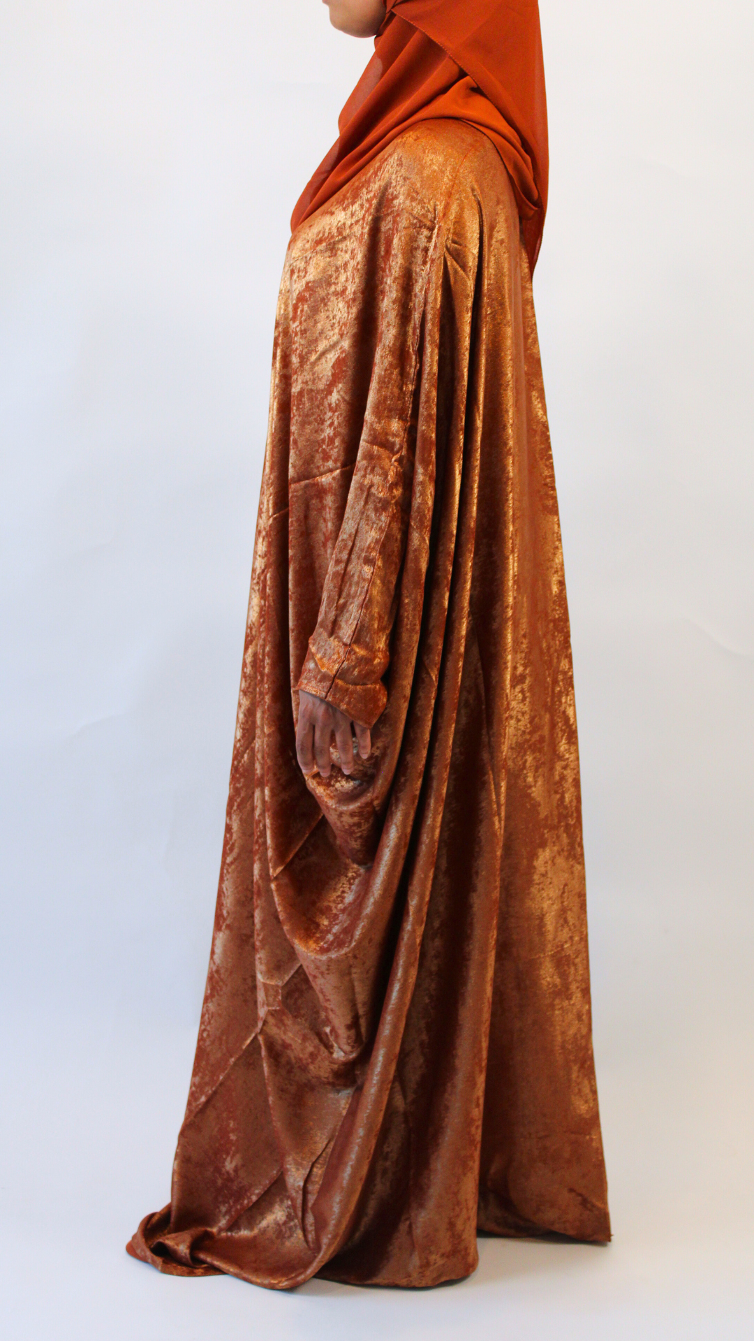 Shimmer Bisht Abaya - Orange