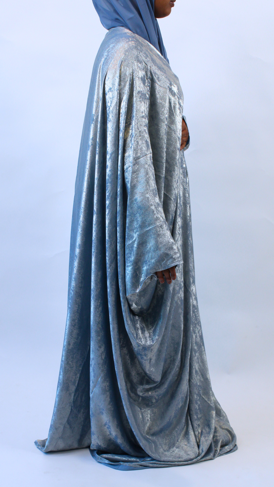 Shimmer Bisht Abaya - Light Blue