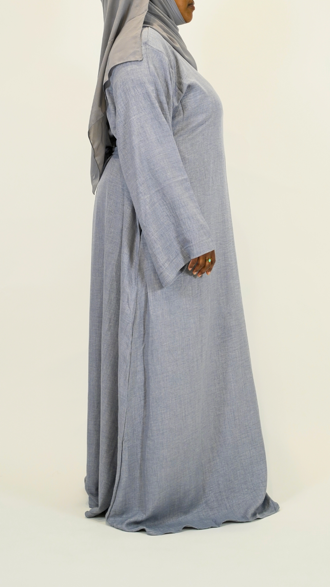 Closed Linen Abaya - Blue Gray