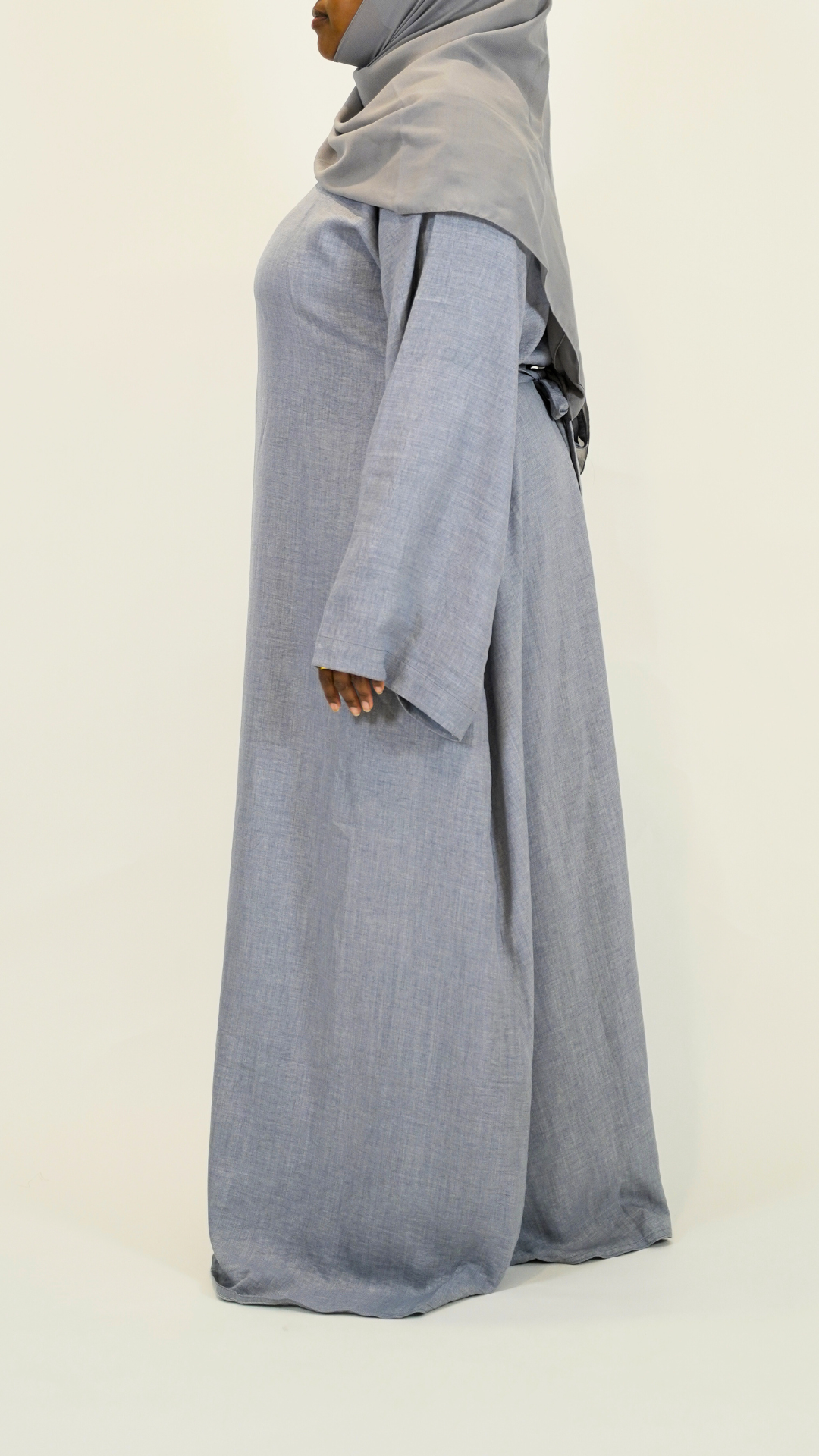 Closed Linen Abaya - Blue Gray